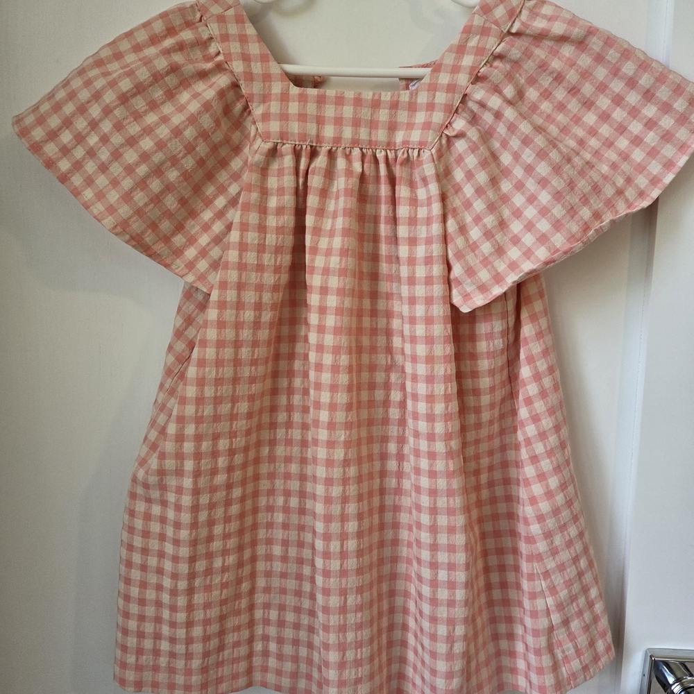 Zara Girls Gingham Flutter Sleeve Dress